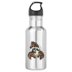 Botella De Agua Diseño de camiseta vectorial de caballo luna graba