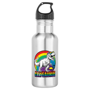 Botella De Agua Diseño de camiseta vintage de dinosaurio arcoíris 