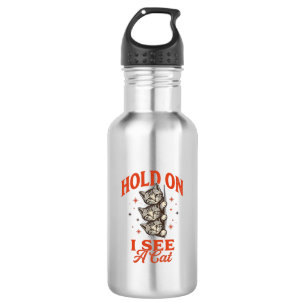 Botella De Agua Diseño de camiseta vintage divertido gato, espera,