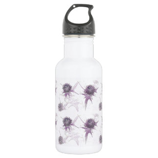 Botella De Agua Diseño de cardo púrpura de la naturaleza