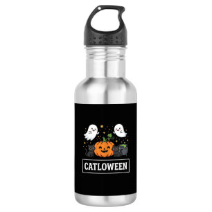 Botella De Agua Diseño de Catloween Gato Fantasma Lindo Halloween_