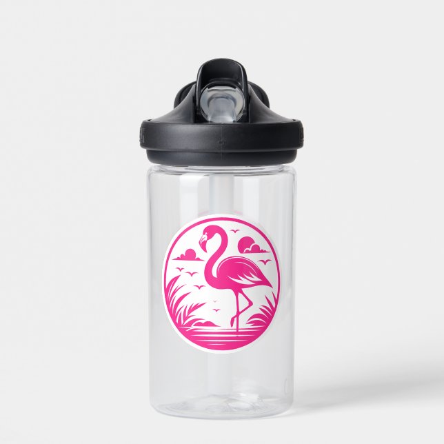Botella De Agua Diseño de círculo de verano de flamenco rosa-68730 (Delante)