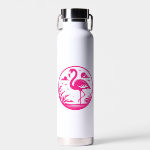 Botella De Agua Diseño de círculo de verano de flamenco rosa-68730