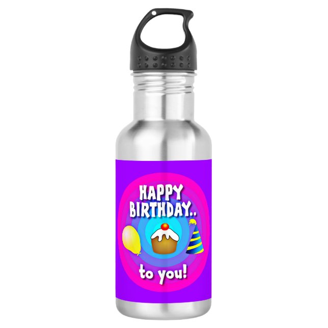 Botella De Agua Diseño de círculo Feliz Cumpleaños Para Ti-47555 (Anverso)