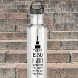 Botella De Agua Diseño de citas de éxito motivacional, negro moder