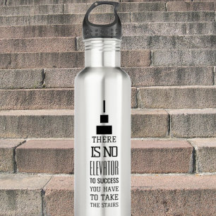 Botella De Agua Diseño de citas de éxito motivacional, negro moder