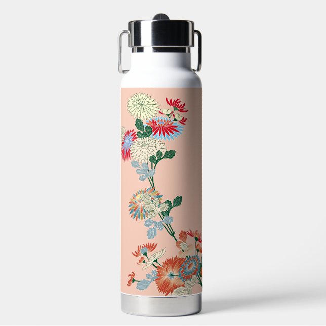 Botella De Agua Diseño de Crisantemo Japonés (Frente)