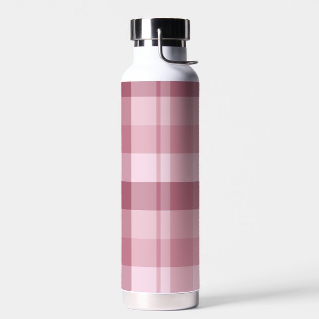 Botella De Agua Diseño de Cuadro de Gingham Rosa (Izquierdo)