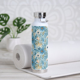 Botella De Agua Diseño De Daisy De Verano En Azul