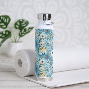 Botella De Agua Diseño De Daisy De Verano En Azul