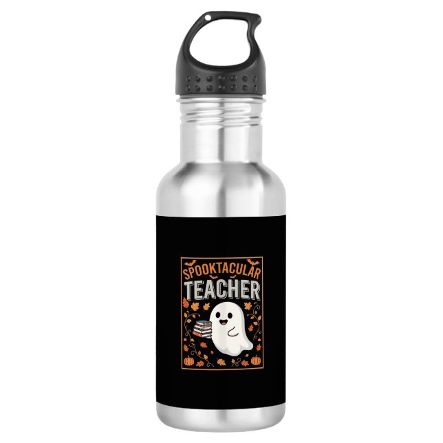 Botella De Agua Diseño de fantasma de Halloween para profesores Sp (Anverso)