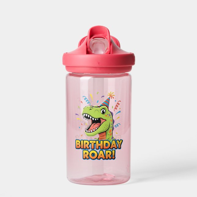 Botella De Agua Diseño de fiesta de cumpleaños de dinosaurio adora (Delante)