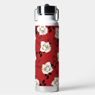 Botella De Agua Diseño de Flor de Rosa Japonesa