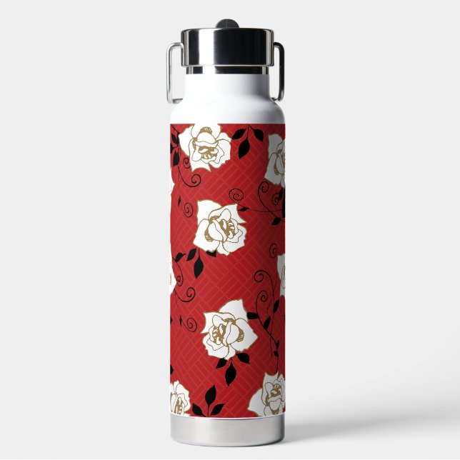 Botella De Agua Diseño de Flor de Rosa Japonesa (Frente)