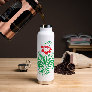Botella De Agua Diseño de Flor Ornamental – Elegante
