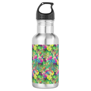 Botella De Agua Diseño de flores tropicales