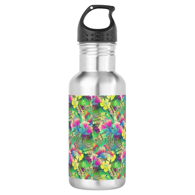 Botella De Agua Diseño de flores tropicales (Anverso)