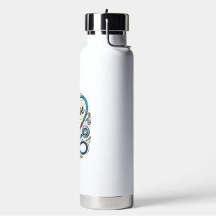 Botella De Agua Diseño de grabado vintage de estetoscopio de coraz