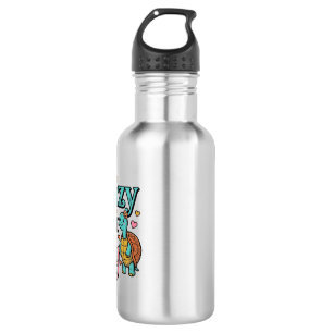 Botella De Agua Diseño de grabado vintage de la loca señora tortug