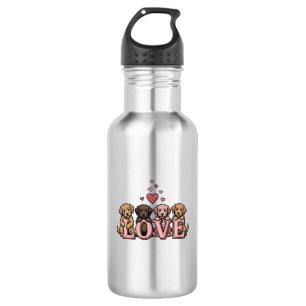 Botella De Agua Diseño de grabado vintage del Día de San Valentín