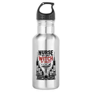 Botella De Agua Diseño de Halloween de bruja por la noche enfermer