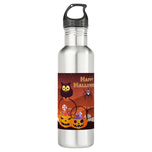 Botella De Agua Diseño de Halloween Feliz Muy Cuidado (Anverso)