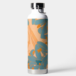 Botella De Agua Diseño de hoja contemporáneo en melocotón