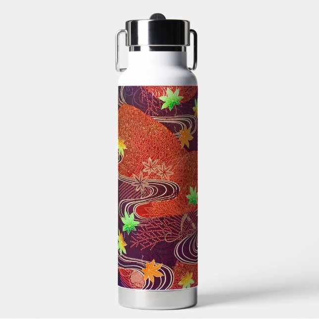 Botella De Agua Diseño de Hoja de Arce Japonés (Frente)