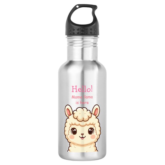 Botella De Agua Diseño de ilustración de llama linda (Anverso)