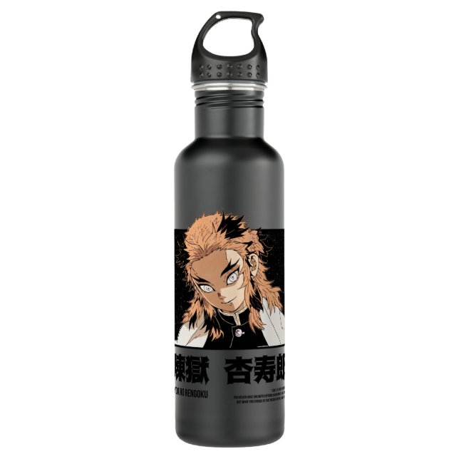 Botella De Agua Diseño de Kyojuro Rengoku = DEMON SLAYER = Panel d (Anverso)