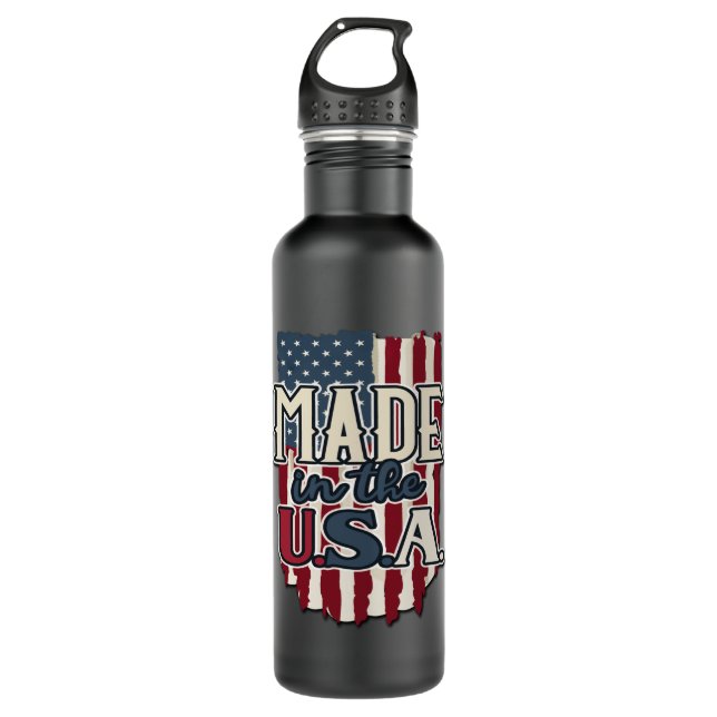 Botella De Agua Diseño de la bandera de Guay USA hecho en Estados  (Anverso)