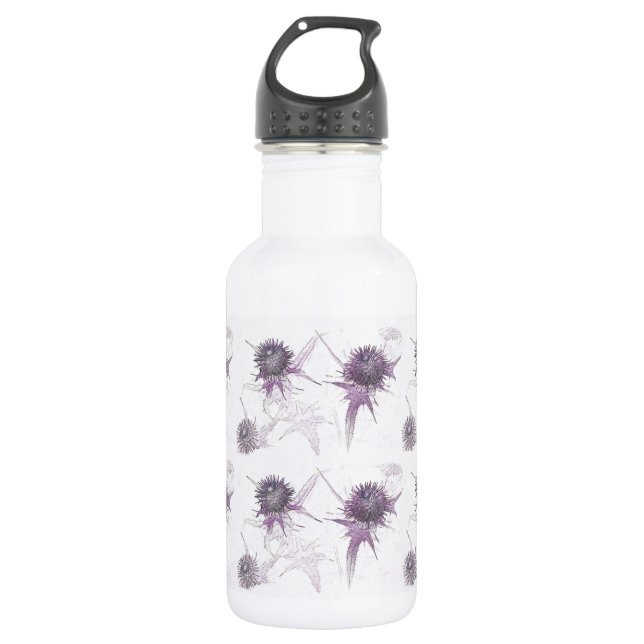 Botella De Agua Diseño de la naturaleza del cardo púrpura (Anverso)