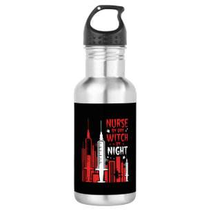 Botella De Agua Diseño de línea de cielo de Halloween de enfermera