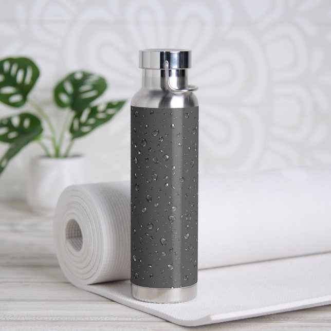 Botella De Agua Diseño De Lluvia En Gris (Yoga)