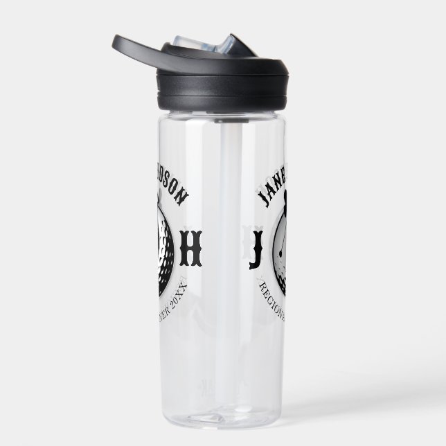 Botella De Agua Diseño de monograma de golf femenino elegante (Derecho)