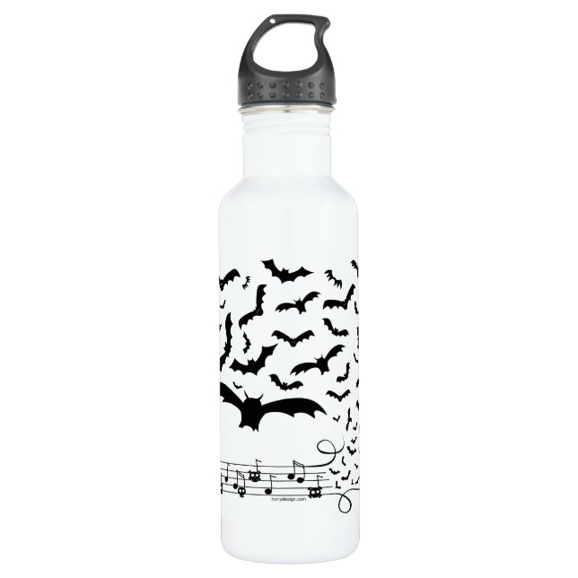 Botella De Agua Diseño de murciélagos de música negra (Anverso)