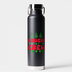Botella De Agua Diseño de Navidad para la tripulación de primos -