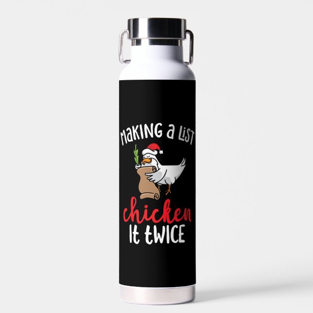 Botella De Agua Diseño de Navidades de pollo divertidos (Delantero)