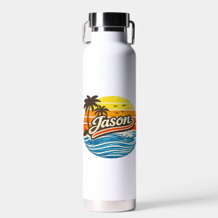 Botella De Agua Diseño de nombre Jason Retro Sunset