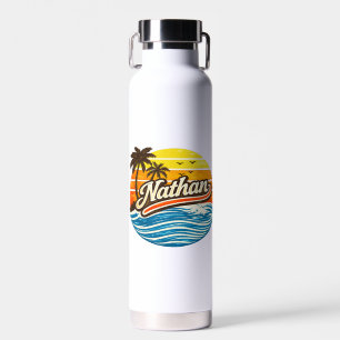 Botella De Agua Diseño de nombre Nathan Retro Sunset