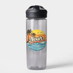 Botella De Agua Diseño de nombre Noah Atardecer Retro