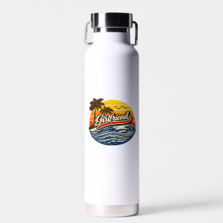 Botella De Agua Diseño de novia puesta de sol retro
