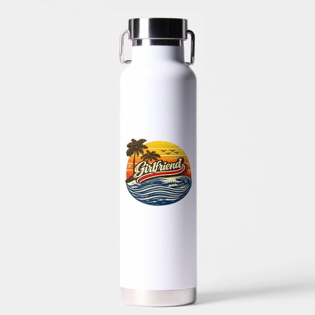 Botella De Agua Diseño de novia puesta de sol retro (Delantero)