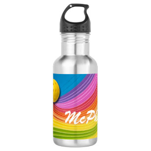 Botella De Agua Diseño de ola colorida Nombre personalizado de bol