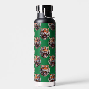 Botella De Agua Diseño de patrón de cabeza de tigre verde