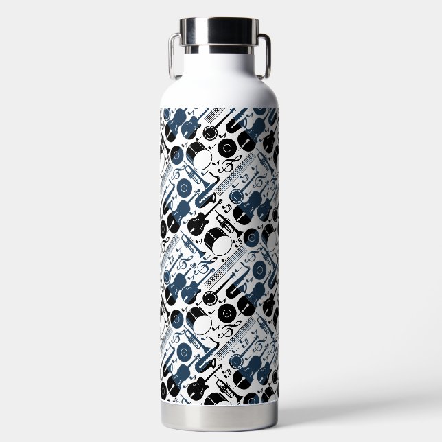 Botella De Agua Diseño de patrones de instrumentos musicales 2 ton (Delantero)