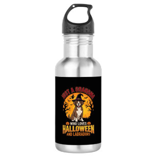 Botella De Agua Diseño de perro abuela de Halloween Labrador_1