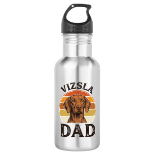 Botella De Agua Diseño de perro grabado vintage de Vizsla Papá_1