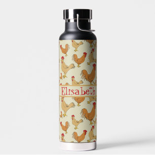 Botella De Agua Diseño de pollo marrón personalizado