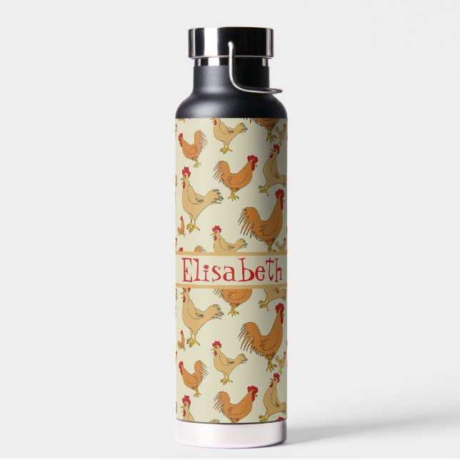 Botella De Agua Diseño de pollo marrón personalizado (Izquierdo)